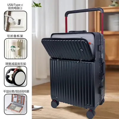 Women's Suitcase, Aluminum Frame, 20 Inch Combination Lock, Braked Wheels - 12
