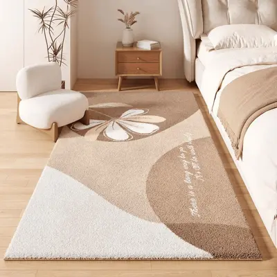 Light Luxury Bedroom Rug, Machine Washable, Wood-Look - 7