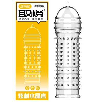 Quyue Crystal Textured Condom for Men, Delay Sleeve, Adult Product - 8
