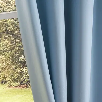 Spring Polyester Rod-Pocket Full Blackout Curtain, Living Room Sun Protection - 10