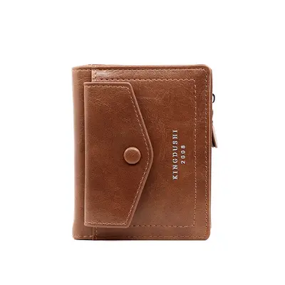 Korean-Style Men's Vertical Short Wallet with Zipper Key Holder and Coin Pocket - 5