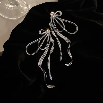 Gümüş iğne gümüş renk minimalist püskül küpe moda ağır metal tarzı küpe niş basit tasarım küpe - 9