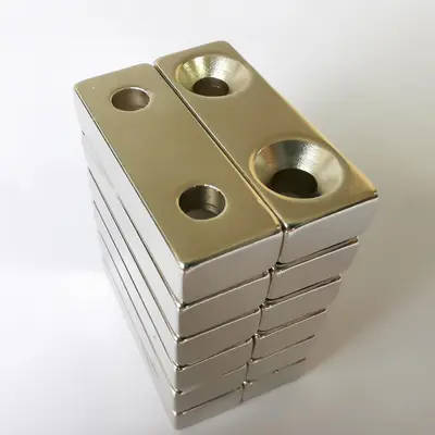 NdFeB-Magnet N35, rechteckig und rund, mit Senkloch
