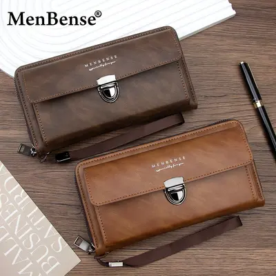 Retro Buckle Men's Long Wallet, Multi-Card Slots, Phone & Coin Compartment