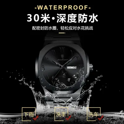 Men's quartz watch, waterproof, dual calendar - 5