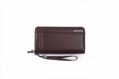 Men's Long Leather Wallet with Multiple Card Slots and Zipper - 8