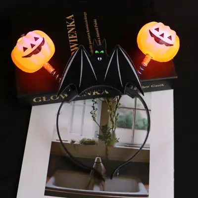 Halloween Pumpkin Ghost Headband with Glowing Skull Hair Hoop - 3