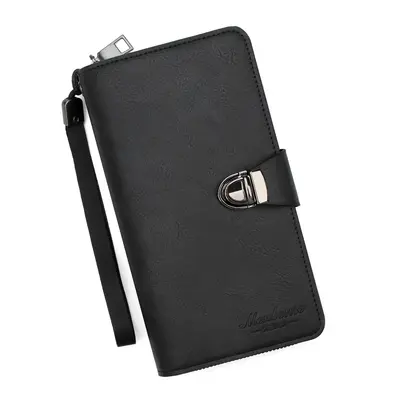 Long Men's Wallet with Lock Buckle Clutch, Large Capacity - 7