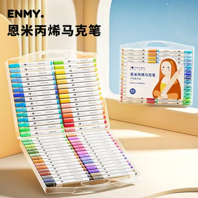 Enmi Acrylic Felt-Tip Pen Set for Kids and Students, Opaque Water-Based