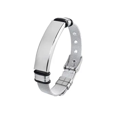 Grenzüberschreitender Schmuck verdickte 201 Edelstahl Herrenarmband modische Mesh-Armband gekrümmte Marke personalisierte Gravur Doppelarmband