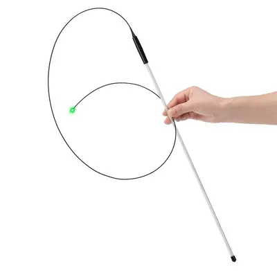 Laser Cat Teaser Wand with Extra Long Feather, Steel Wire, Bite Resistant - 6