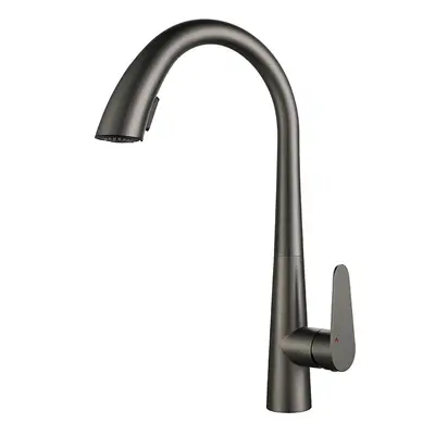 Gunmetal Grey 304 Stainless Steel Pull-Out Kitchen Faucet, Hot and Cold - 10