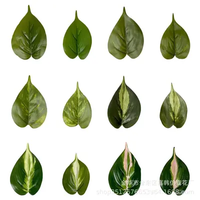 Green Radish 3D Artificial Leaves Simulation Rattan Green Plant Leaves Potted Plant DIY Accessories Wall Hanging Decoration Round Fake Leaves