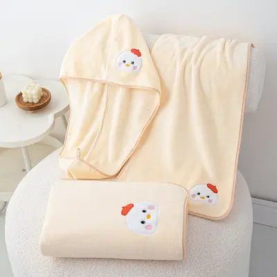 Hühner-Stickerei-Handtuchset, Korallenfleece, weich - 3