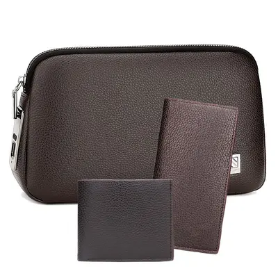 Smart Fingerprint Lock Men's Clutch Bag Litchi Leather Premium Large Capacity Organizer - 10