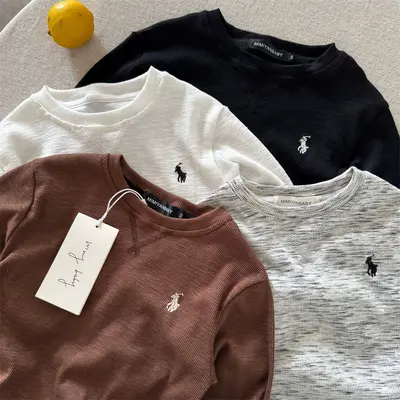 Kinder-Langarm-T-Shirt, Herbst, einfarbig