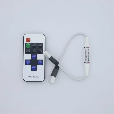 RF11 anahtarlı tek renkli kontrol cihazı DC başlıklı 5V LED ışık şeridi uzaktan kumandalı mini siyah ve kırmızı kablolu COB ışık şeridi dimmeri