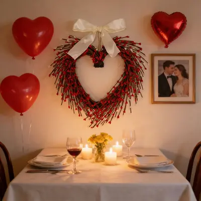Pearlescent Valentine's Day Heart Wreath for Front Door Decoration - 5
