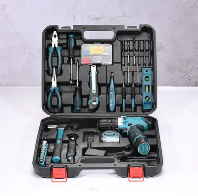 Storage tool box electric drill set multifunctional manual home hardware tool combination set tool bag - 11