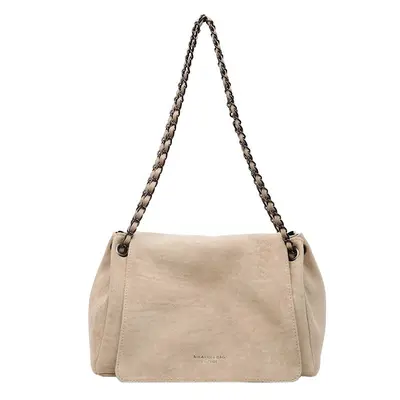 Women's Large Handbag, Suede-Look, Chain Underarm Bag, Autumn Winter - 10