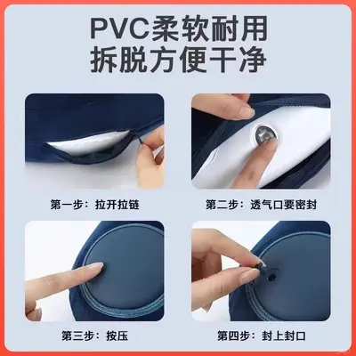 按压充气U型枕头便携u形枕充气头枕护颈枕飞机长途水晶绒旅行靠枕