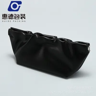 Black leather sunglasses case, large capacity, cloud design - 4