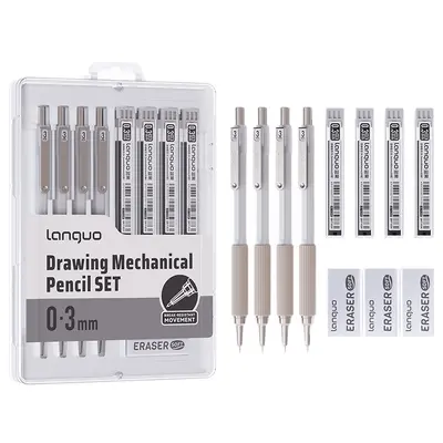 Lanquo Zeichenstift-Automatikbleistift-Set 0,3 Metallfeinminenstift 2. Generation 0,5/0,7/0,9 Skizzenstift