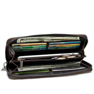 Crocodile Pattern Men's Genuine Leather Clutch Wallet with RFID Protection - 3