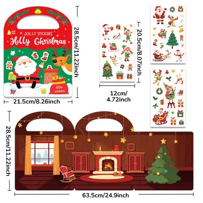DIY-Kinder-Stickerbuch mit Weihnachtsmotiven, wiederverwendbar
