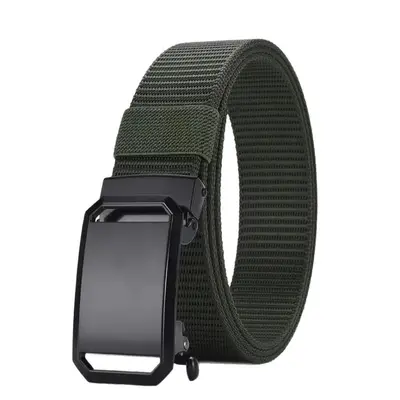 [Durable throughout ten years] Nylon tactical belt classic men's belt automatic buckle work versatile canvas pants work wear