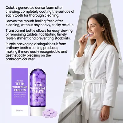 Purple Toothpaste Tablets, Portable Solid Teeth Cleaning Tablets
