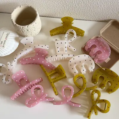 Damen-Haifischklammer mit Punktmuster und Tropfglasur, verdickt aus PC-Kunststoff