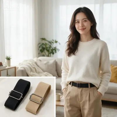 Women's Invisible Elastic Belt, Adjustable Flat Buckle - 3