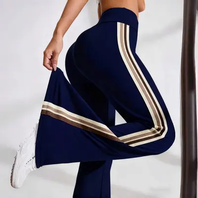 Yüksek bel elastik yoga pantolonu, mikro paça, hızlı kuruyan - 11