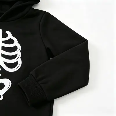 Children's Halloween Skeleton Print Hooded Two-Piece Costume Set