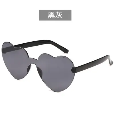 爱心太阳眼镜 桃心太阳镜 果冻色无框心型连体眼镜 炫目色彩眼镜 - 7