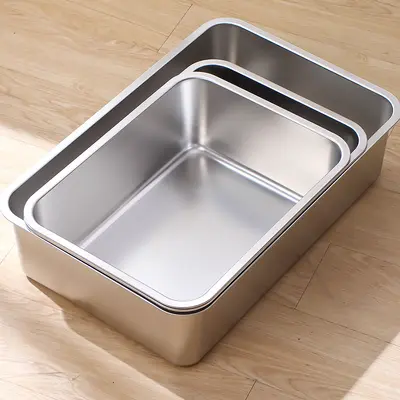 Stainless Steel Cat Litter Box XXL, Splash-Proof, Semi-Enclosed with High Sides