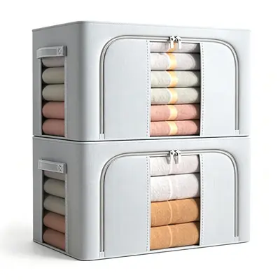 Fabric clothing storage box, large capacity, foldable, home organizer - 5
