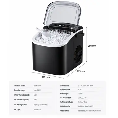 Small Ice Maker 1.2L, Mini Round Ice Ball Machine for Home and Office - 6