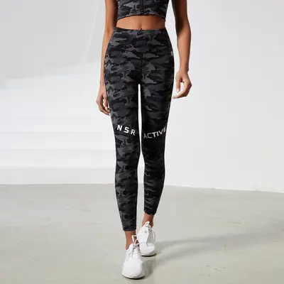 Damen-Laufkompressionsleggings, Camouflage, hohe Taille, schnelltrocknend - 13