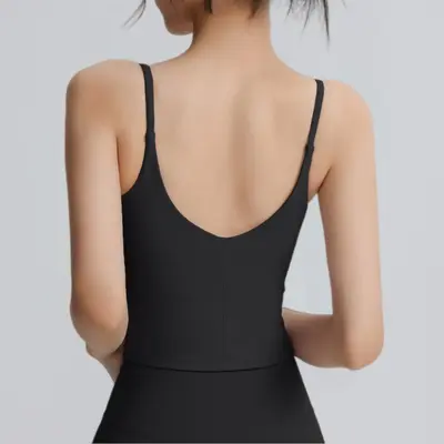 Damen-Yoga-Top mit Brustpolster, Nylon, rückenfrei