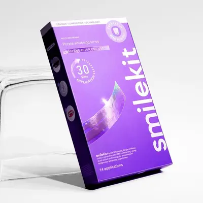 V34 purple teeth whitening strips, yellow stain remover