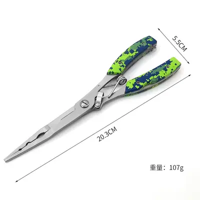 Long-Nose Fishing Pliers with Multi-Purpose Line Cutter and Bait Pliers