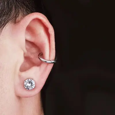 Magnetischer Ohrclip ohne Piercing, Unisex, Weiß - 4