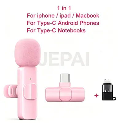 K1 wireless lavalier microphone, pink, noise reduction and reverb - 9