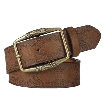 Amerikan tarzı deri kemer erkek bel kemeri y2k kadın yeni model genç kişiler spicy kız etek kombinasyonu antik bakır baskı trend retro kahverengi
