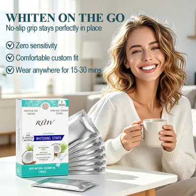 Coconut Oil Teeth Whitening Strips for Smoke and Tea Stains, 7 Pieces - 4