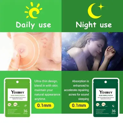 Cross-border Youbuy acne patch 36 capsules hydrocolloid invisible acne patch day and night invisible patch acne patch