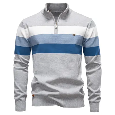 Men's Open-Chest Stand Collar Knitted Sweater, Pullover - 13