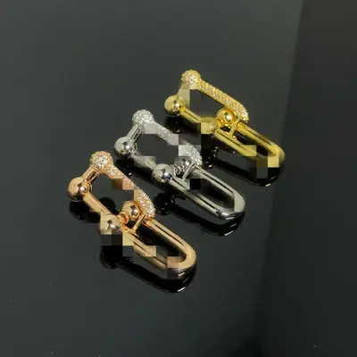 Unisex U-Shaped Bamboo-Joint Necklace with Rhinestones, Interlocking Rings - 13